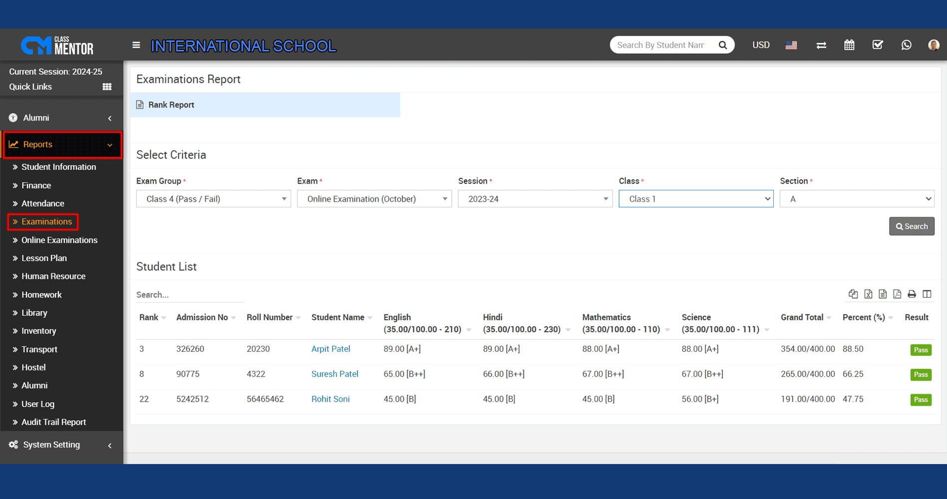 Generate performance reports: grade sheets, progress reports, certificates; customize criteria reports for analysis.