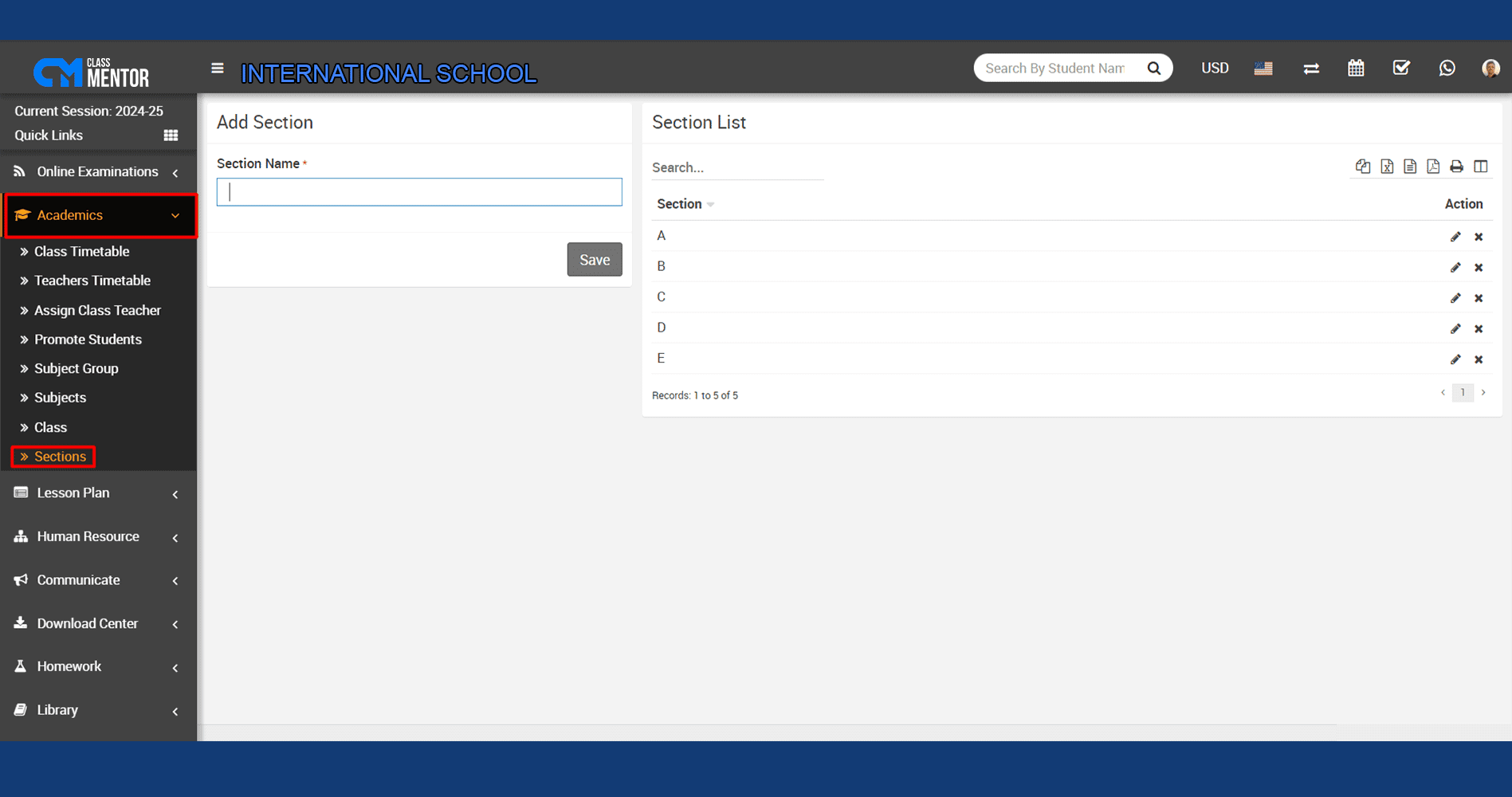 Facilitates management of student batches/sections, optimizing class organization in school management software for better learning.