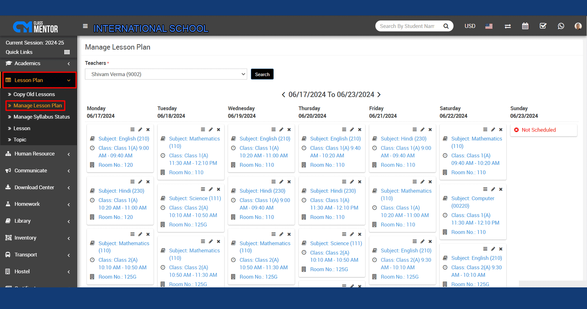 Efficiently create, organize, and track lesson plans to optimize teaching effectiveness with ClassMentor's Manage Lesson Plan module.