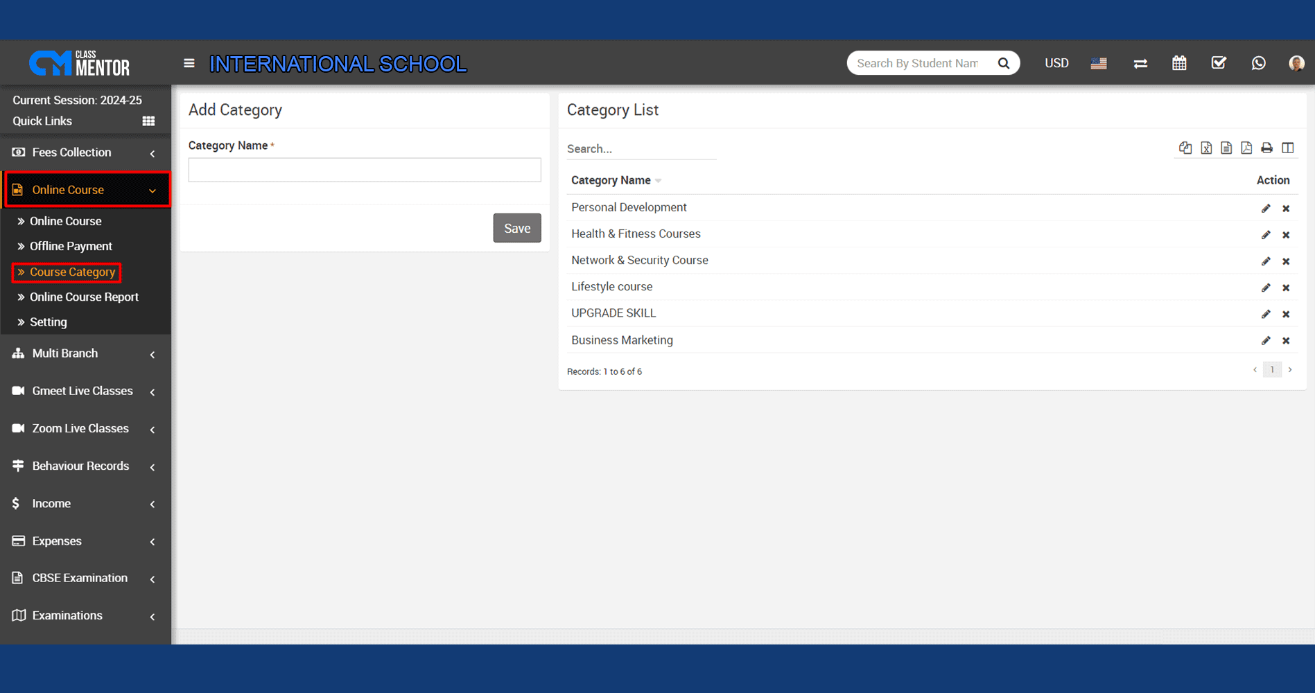 The Course Categories module enables teachers/admins to categorize videos, aiding students in navigating educational content efficiently.