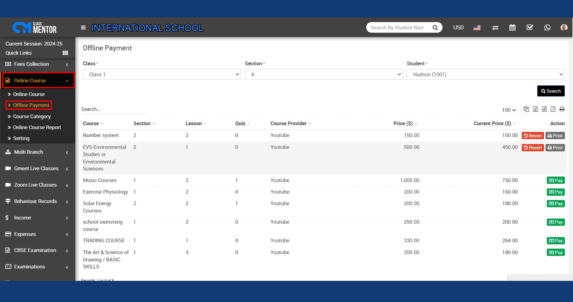 The Offline Payment module allows students to pay for online courses through non-electronic methods within the software.