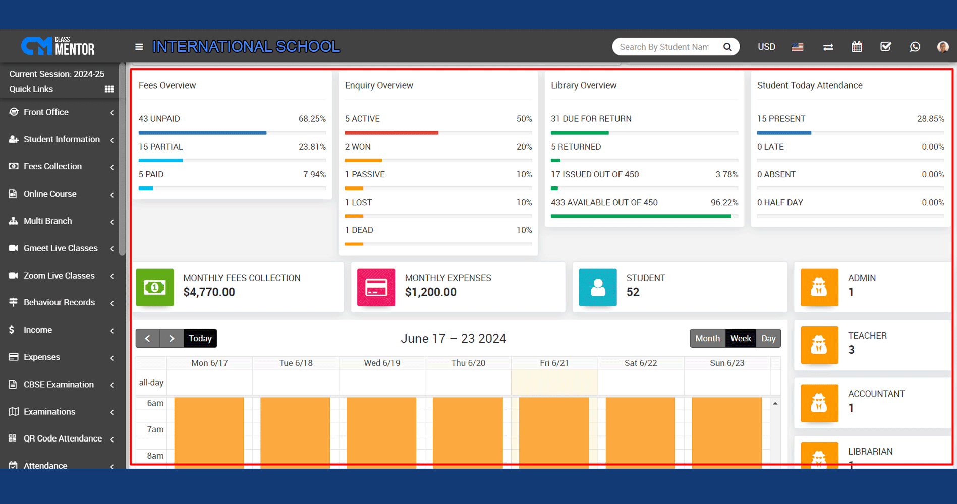 Classmentor Dashboard: Streamlining operations for students, administrators, teachers, and parents to enhance efficiency and effectiveness.