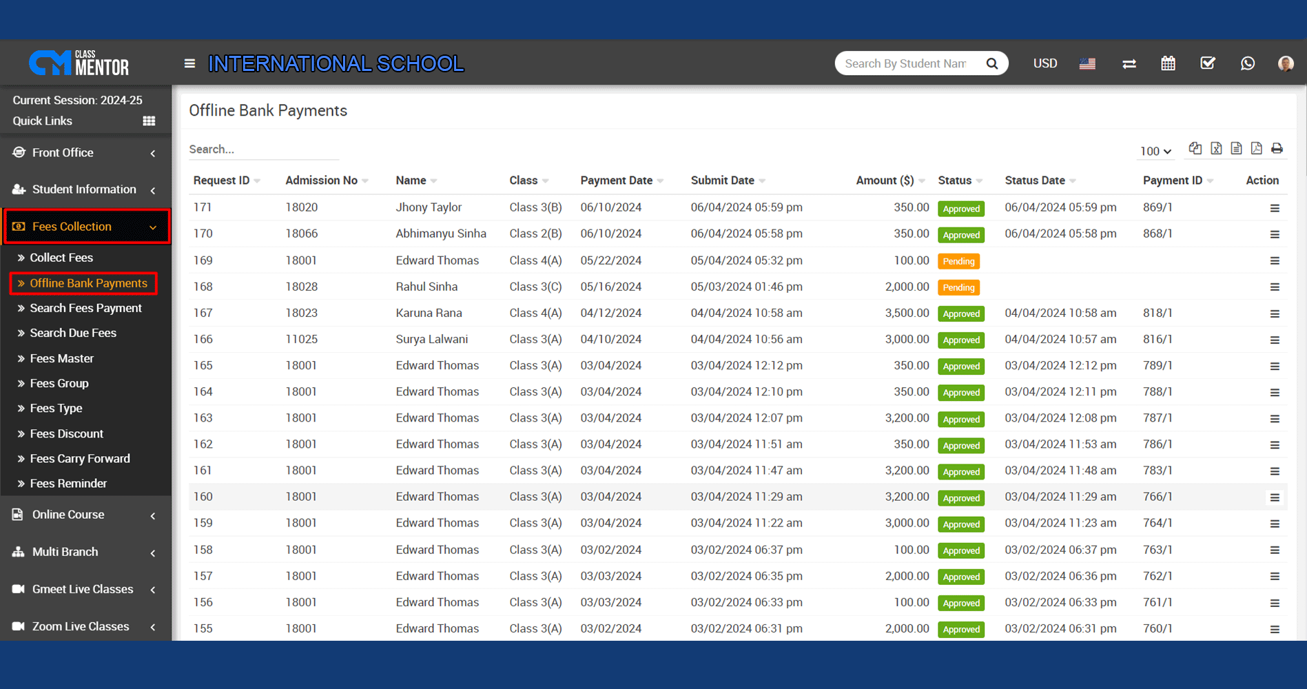 Facilitates recording offline bank payments in school management software seamlessly.