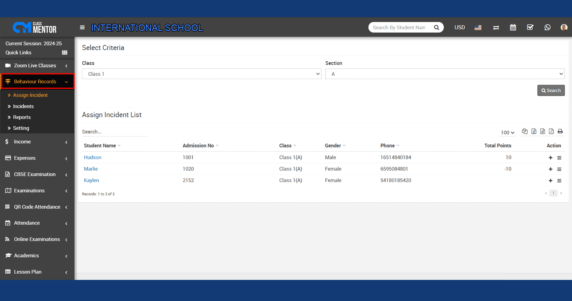 Monitor and manage student behavior, interventions, disciplinary actions, and report incidents to relevant stakeholders.