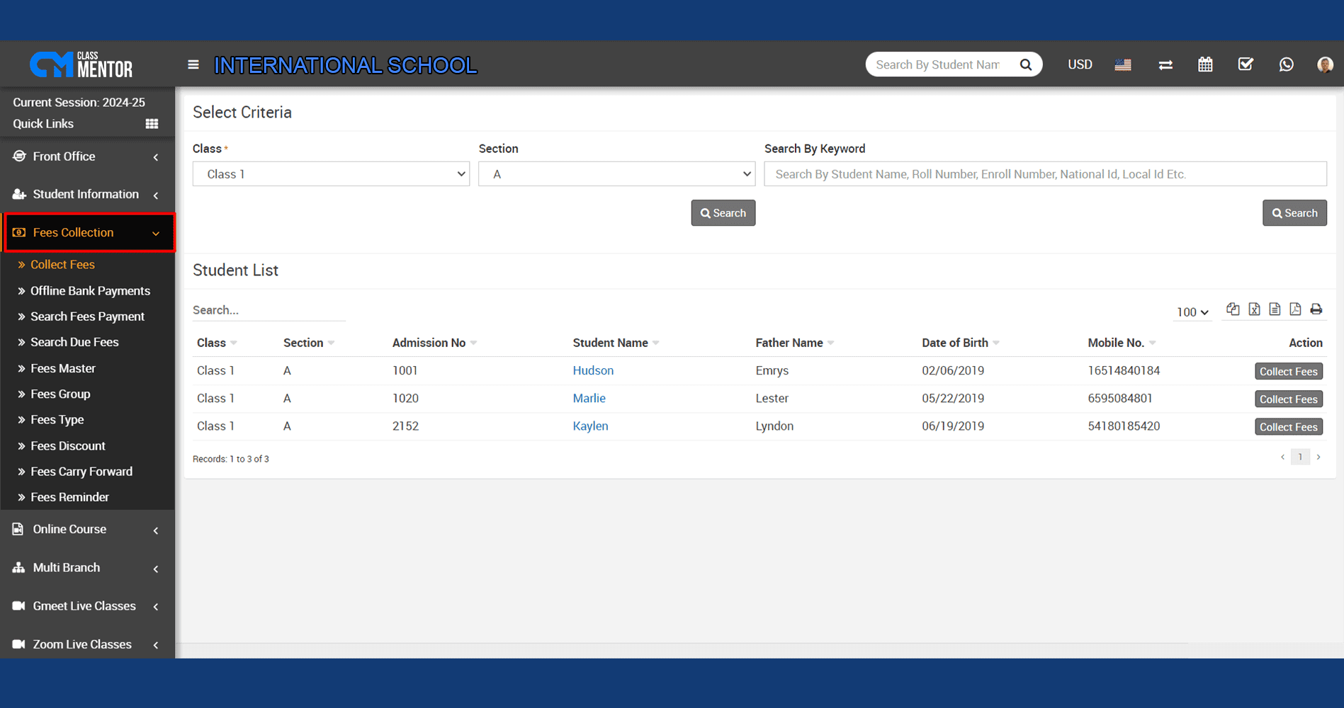 Track fee payments, generate invoices, manage structures, payments, discounts, reminders, refunds, financial reports for administrators.