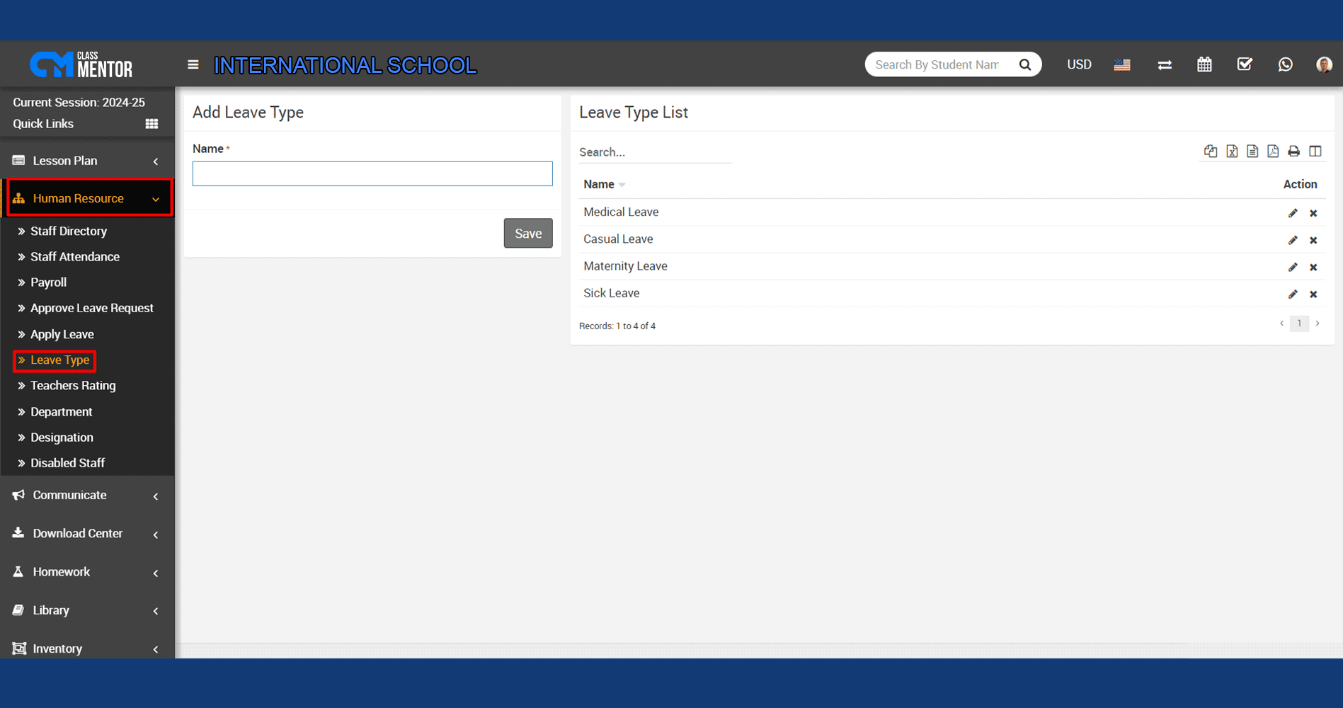 Our Leave Type module categorizes various leave types for streamlined leave management in educational institutes.