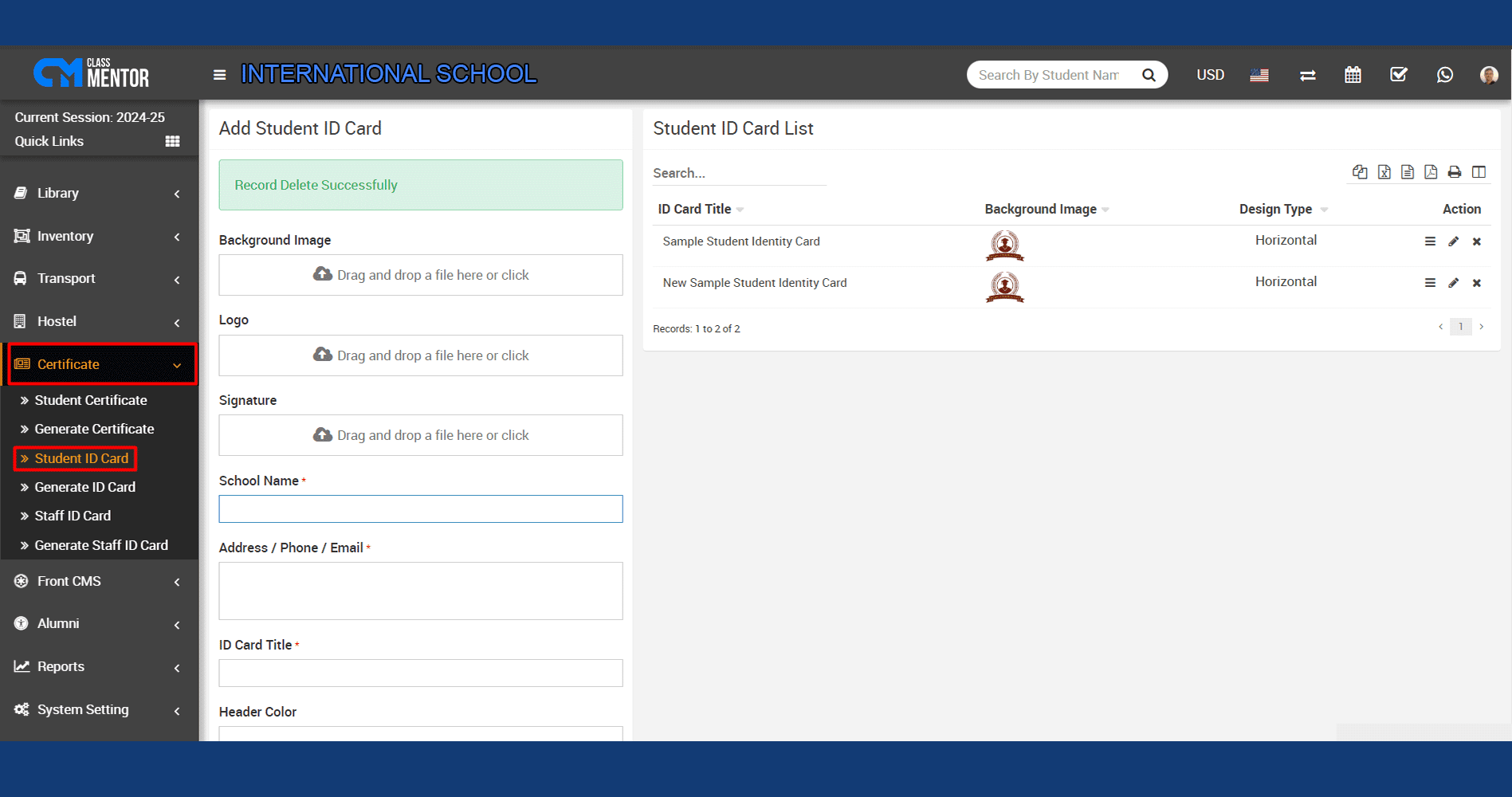 Classmentor's student ID card generation is customizable, catering to the unique needs of schools, colleges, and institutes.