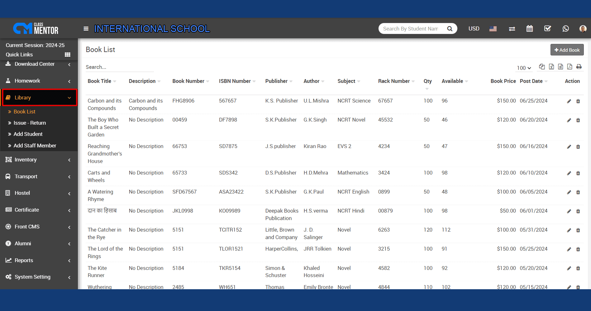 Manage library services: catalogues, policies, fines; enable online search/reservation, track circulation, provide usage analytics.